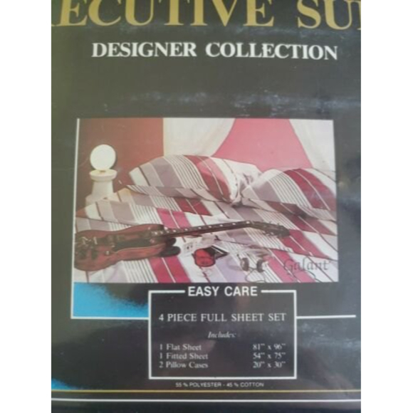 Vintage Executive Suite Designer Collection 4 Piece Sheet Set "Galant" N3 - Picture 1 of 10